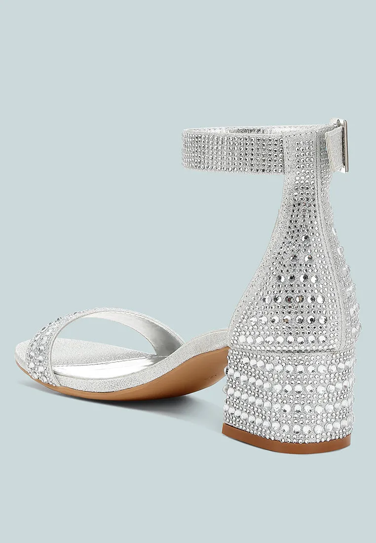 Twerky Rhinestones Embellished Block Sandals