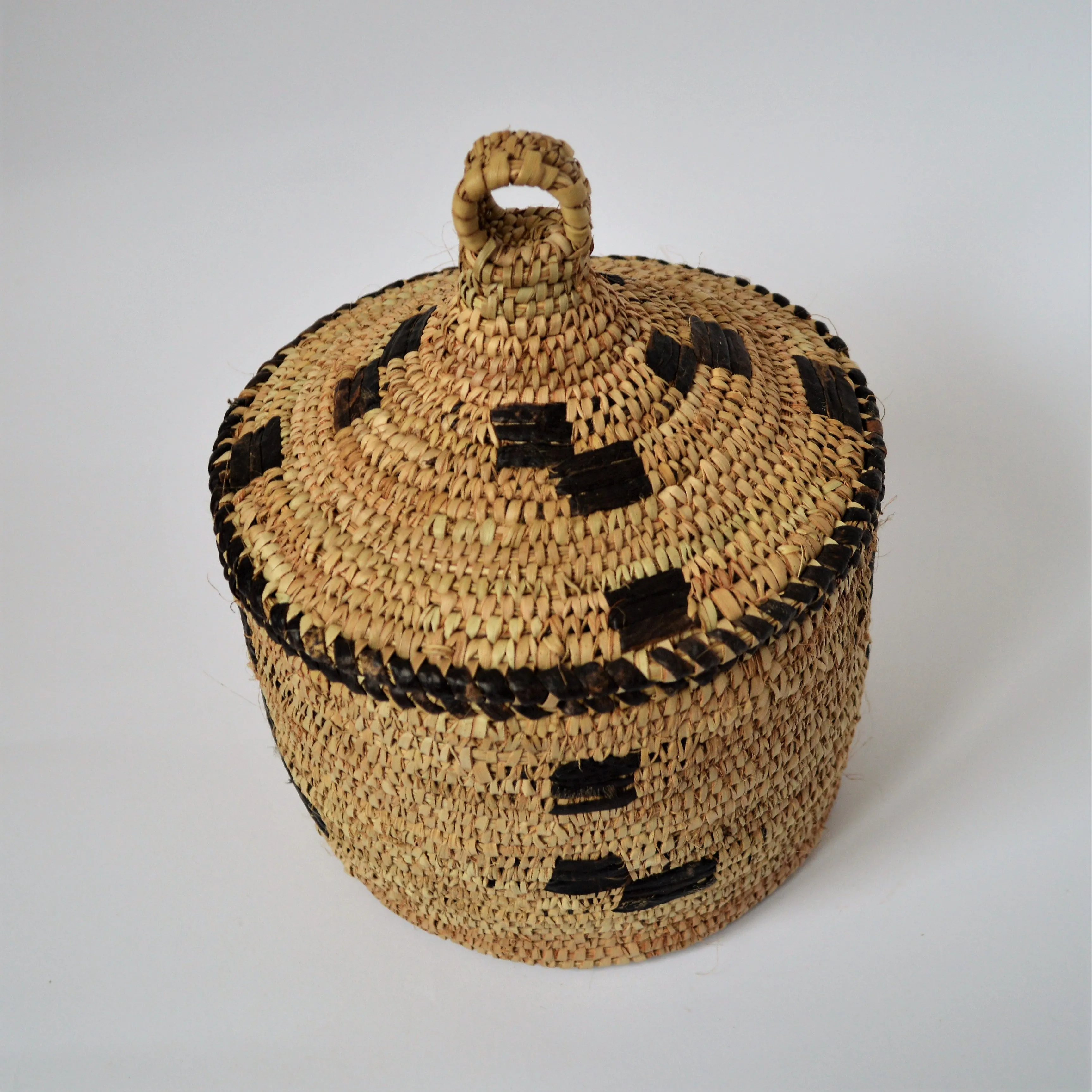 Unique Hand woven straw and leather basket