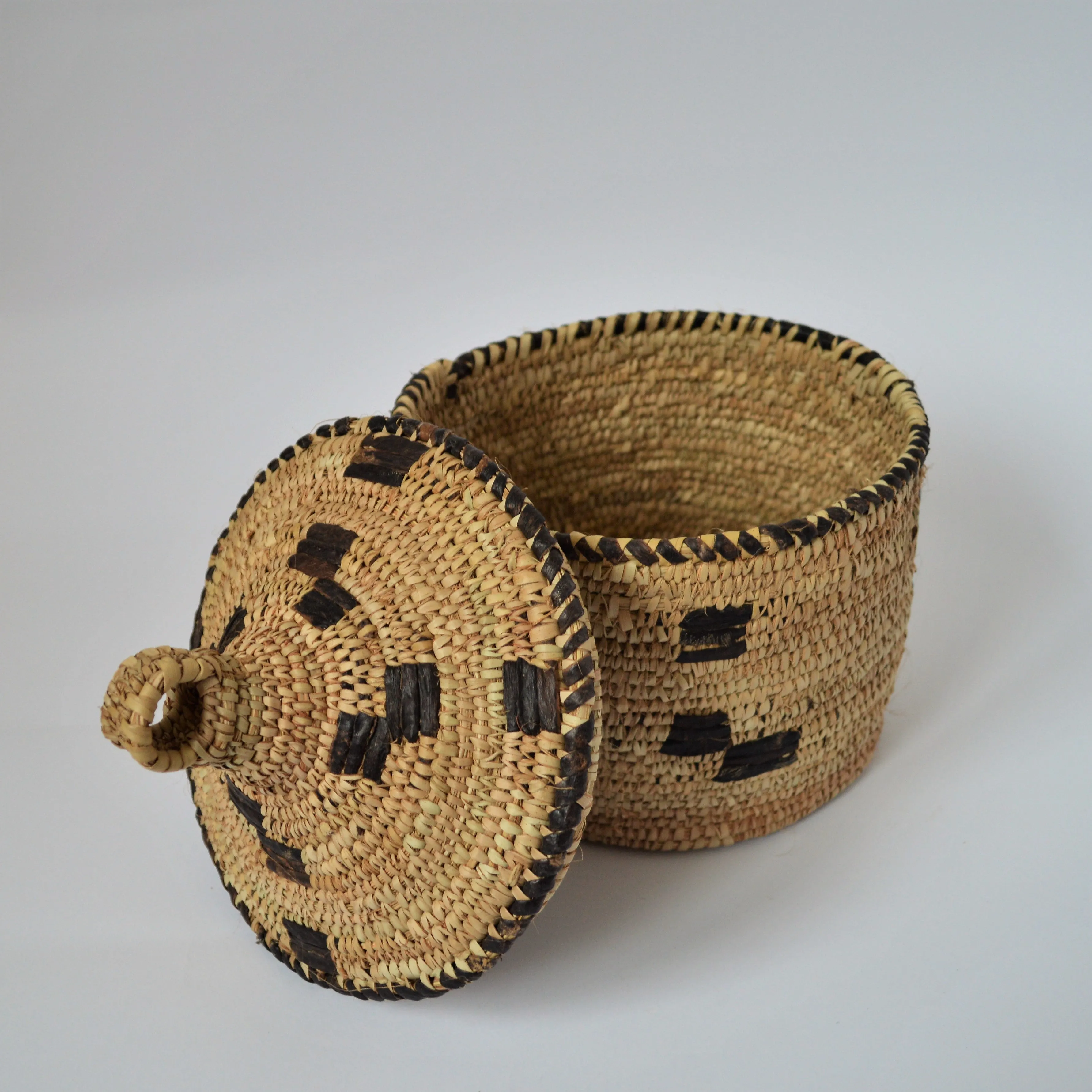 Unique Hand woven straw and leather basket