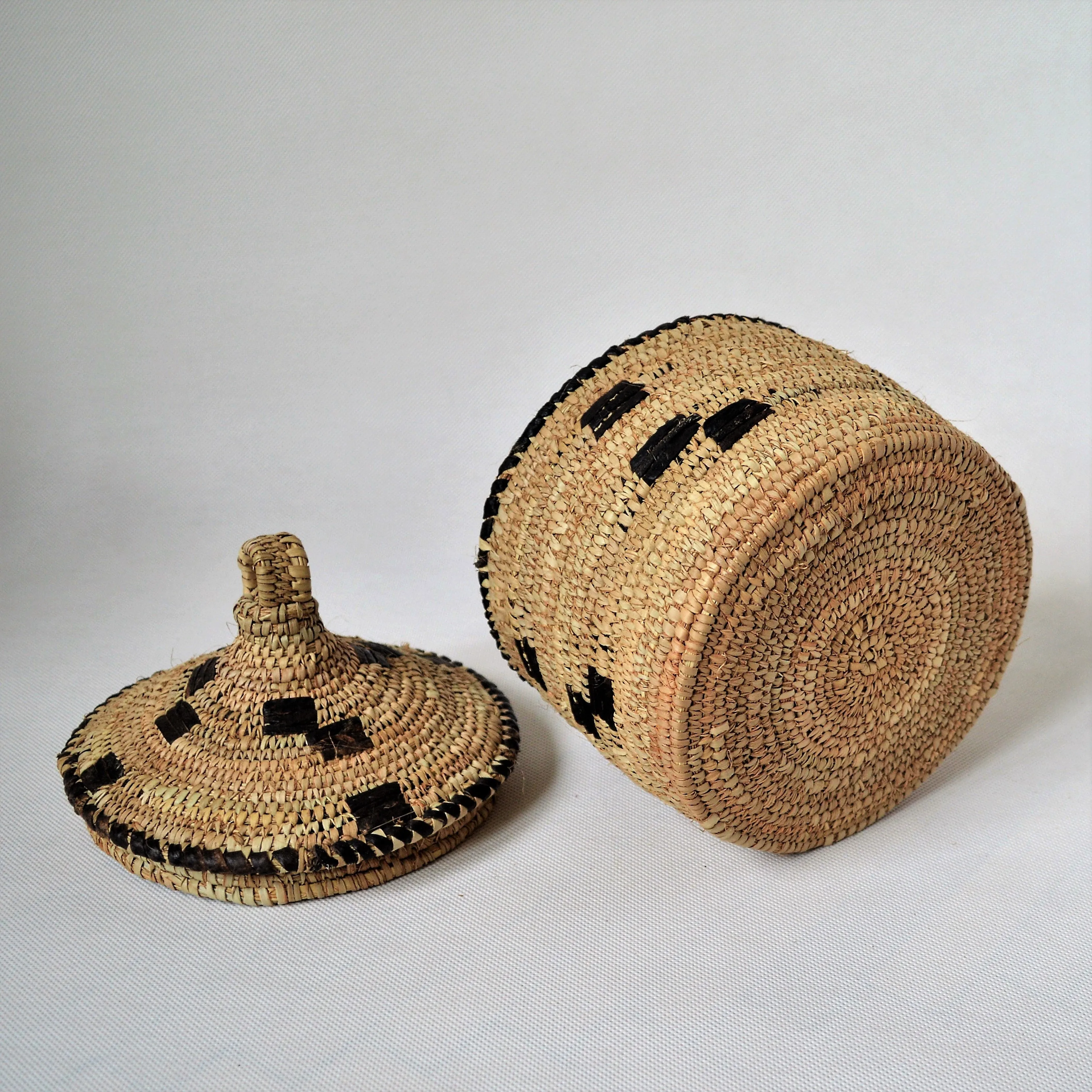 Unique Hand woven straw and leather basket