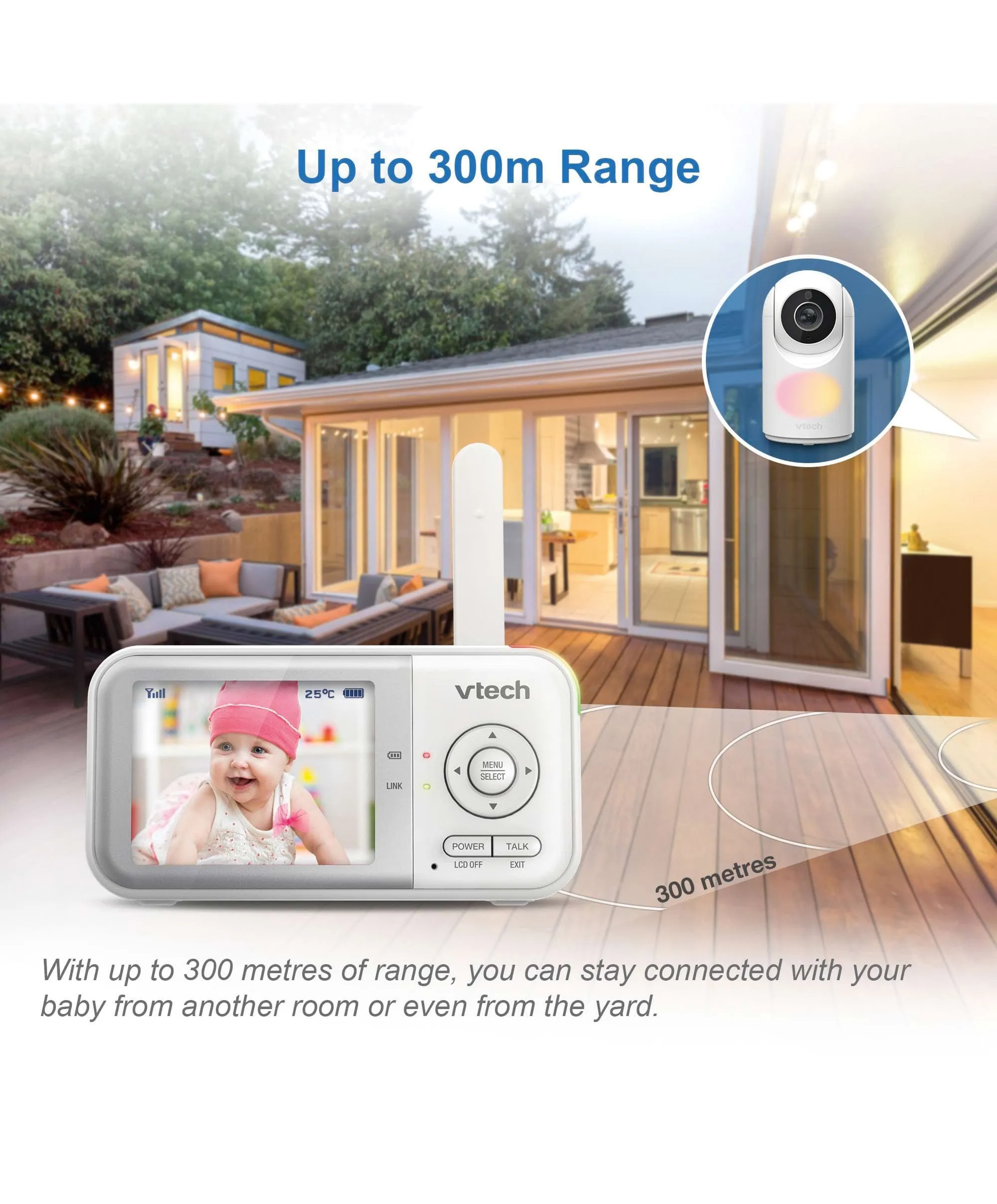 VTech VM3263 2.8" Video Baby Monitor with Night Light in White