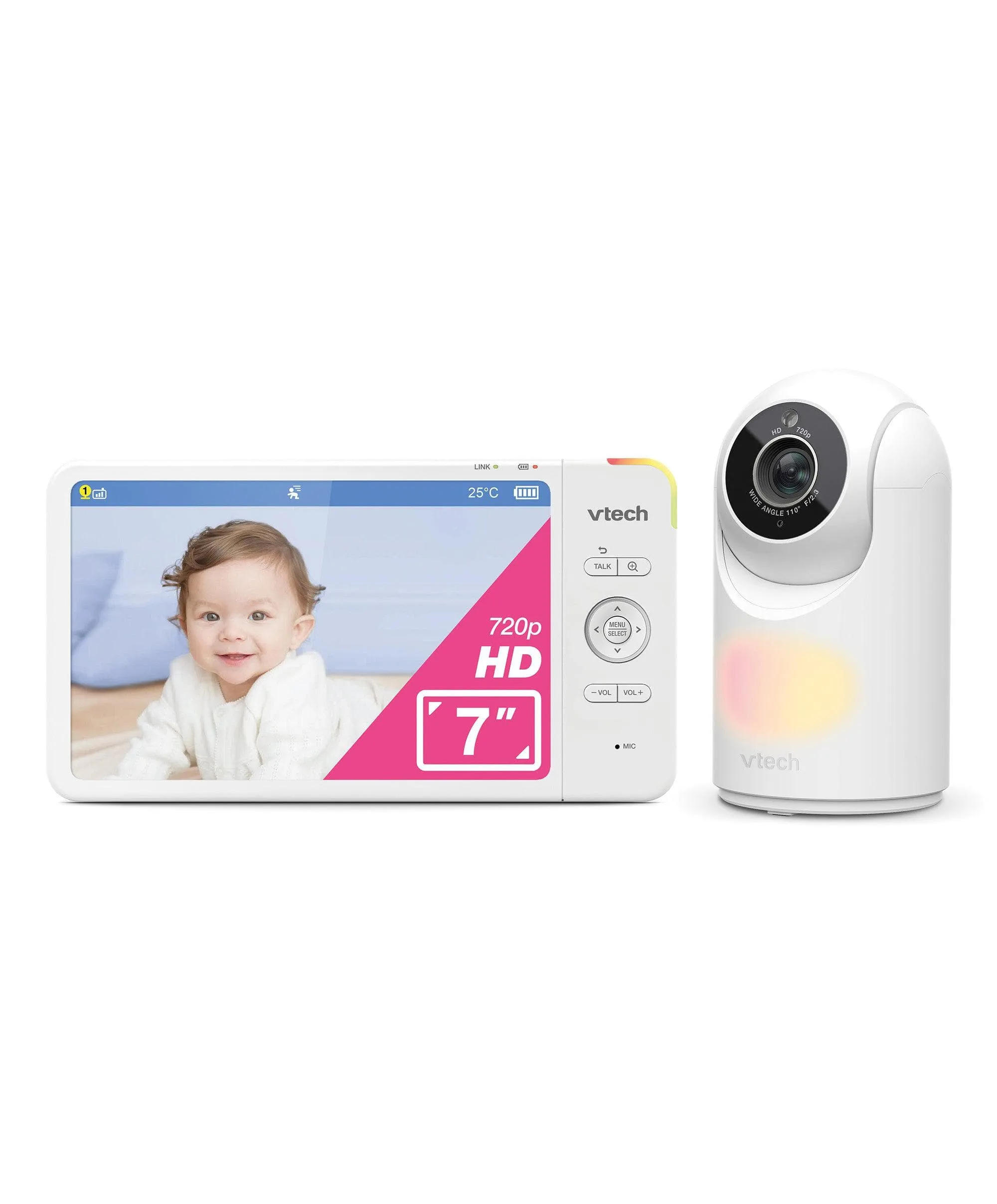 VTech VM7367HD 7” HD Pan & Tilt Video Monitor – White