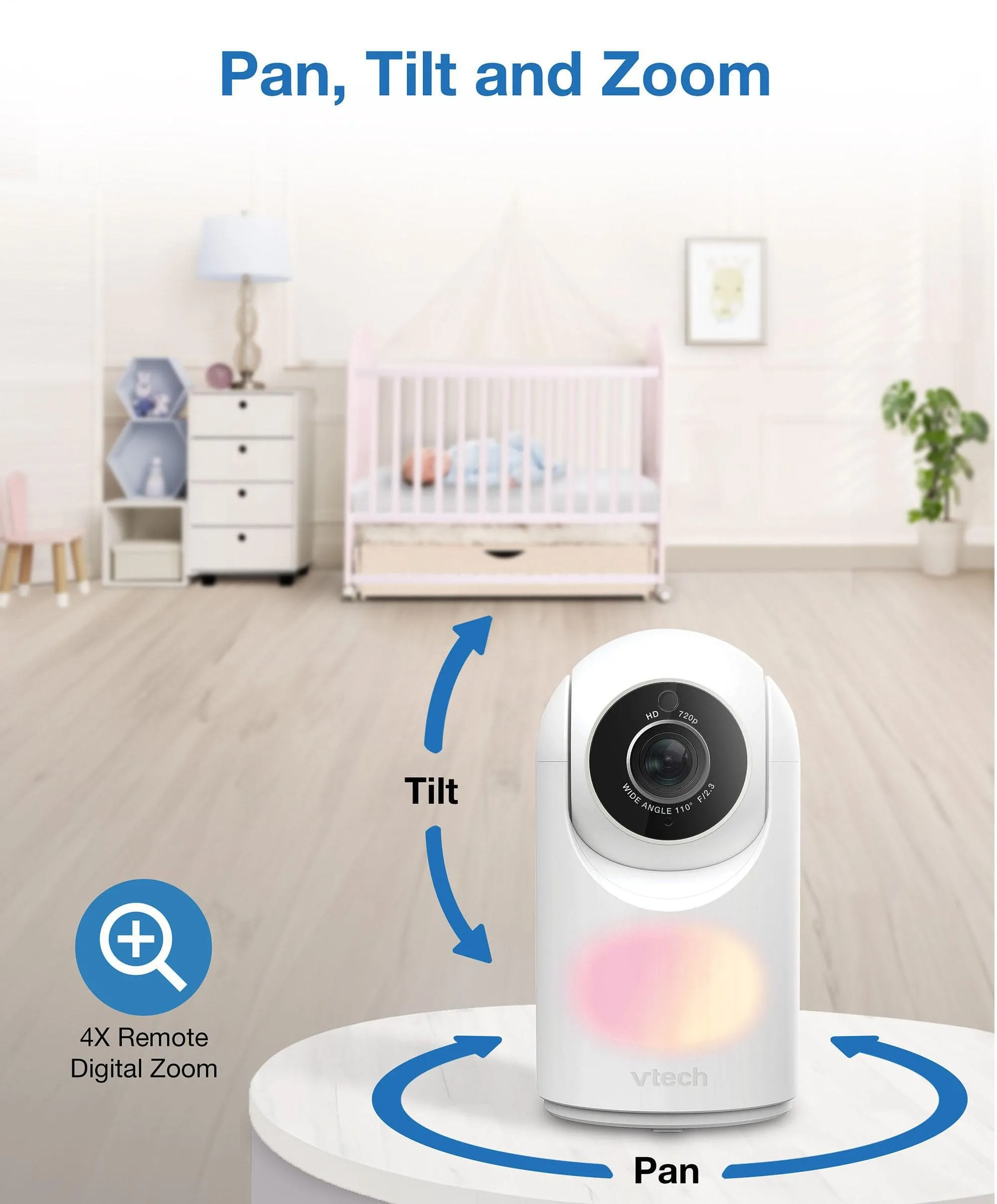 VTech VM7367HD 7” HD Pan & Tilt Video Monitor – White