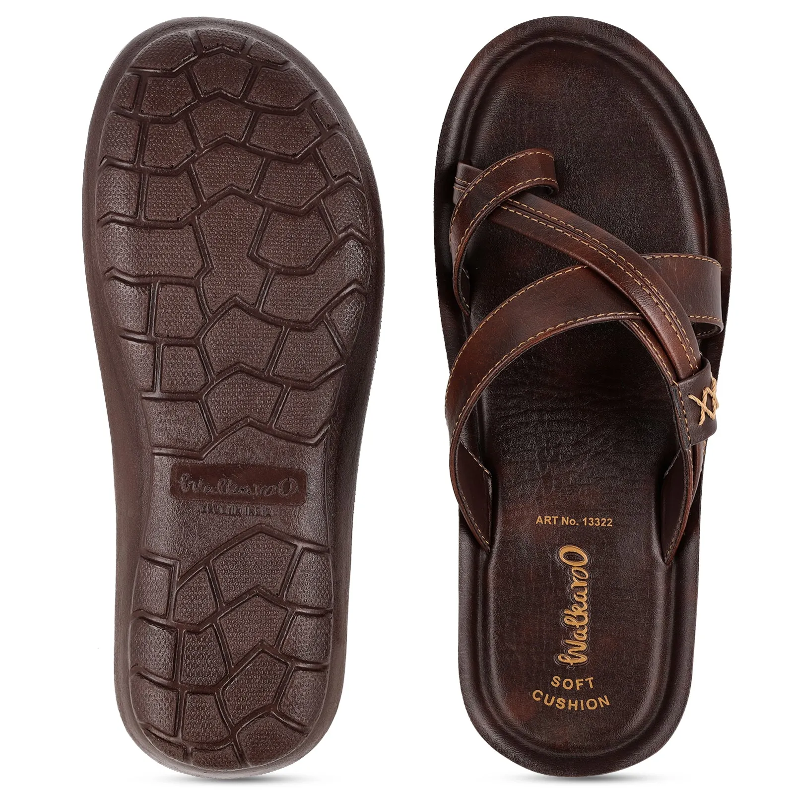 Walkaroo Boys Cross Strap Slide Sandals  - 13322 Brown