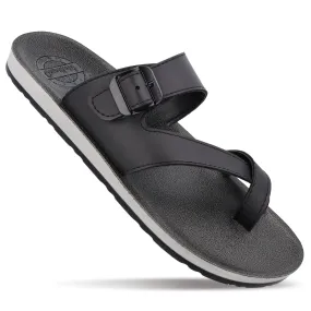 Walkaroo Men Cross Strap Slide Sandals  - 13320 Black