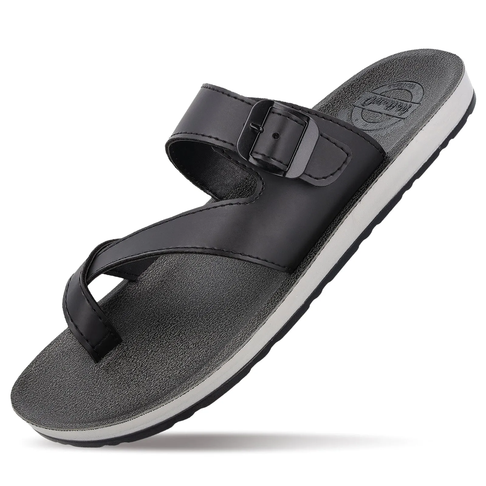 Walkaroo Men Cross Strap Slide Sandals  - 13320 Black