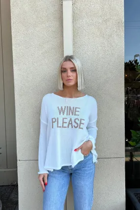 WINE PLEASE WHITE SWEATER