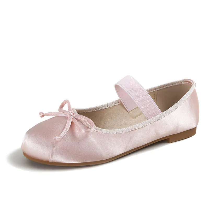 Women's Bow Tie Silk Satin Flat Shoes