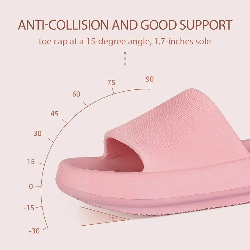 Women's Solid Color Casual Slip On Cloud Slides Comfortable Soft Sole Shoes