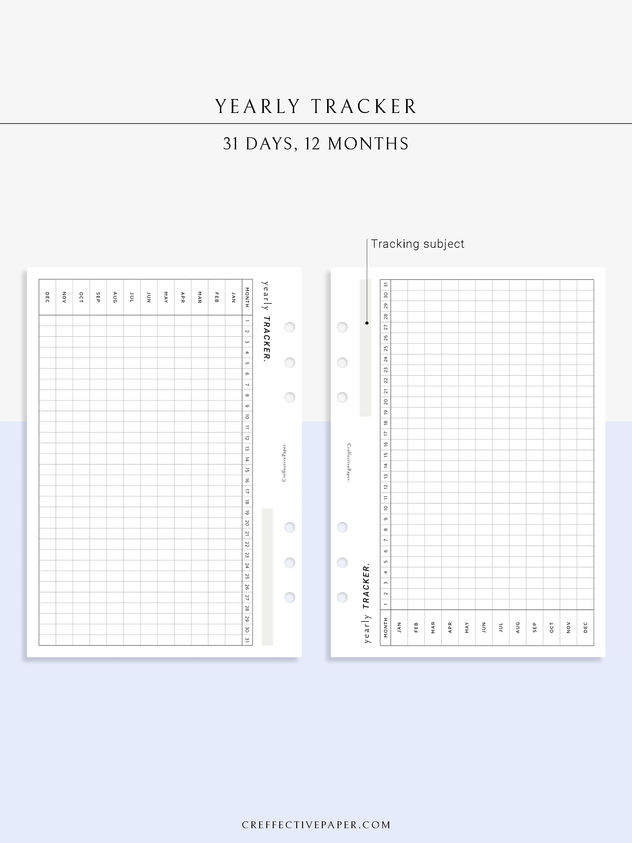 Y107 | Yearly Tracker, Habit Tracking Template