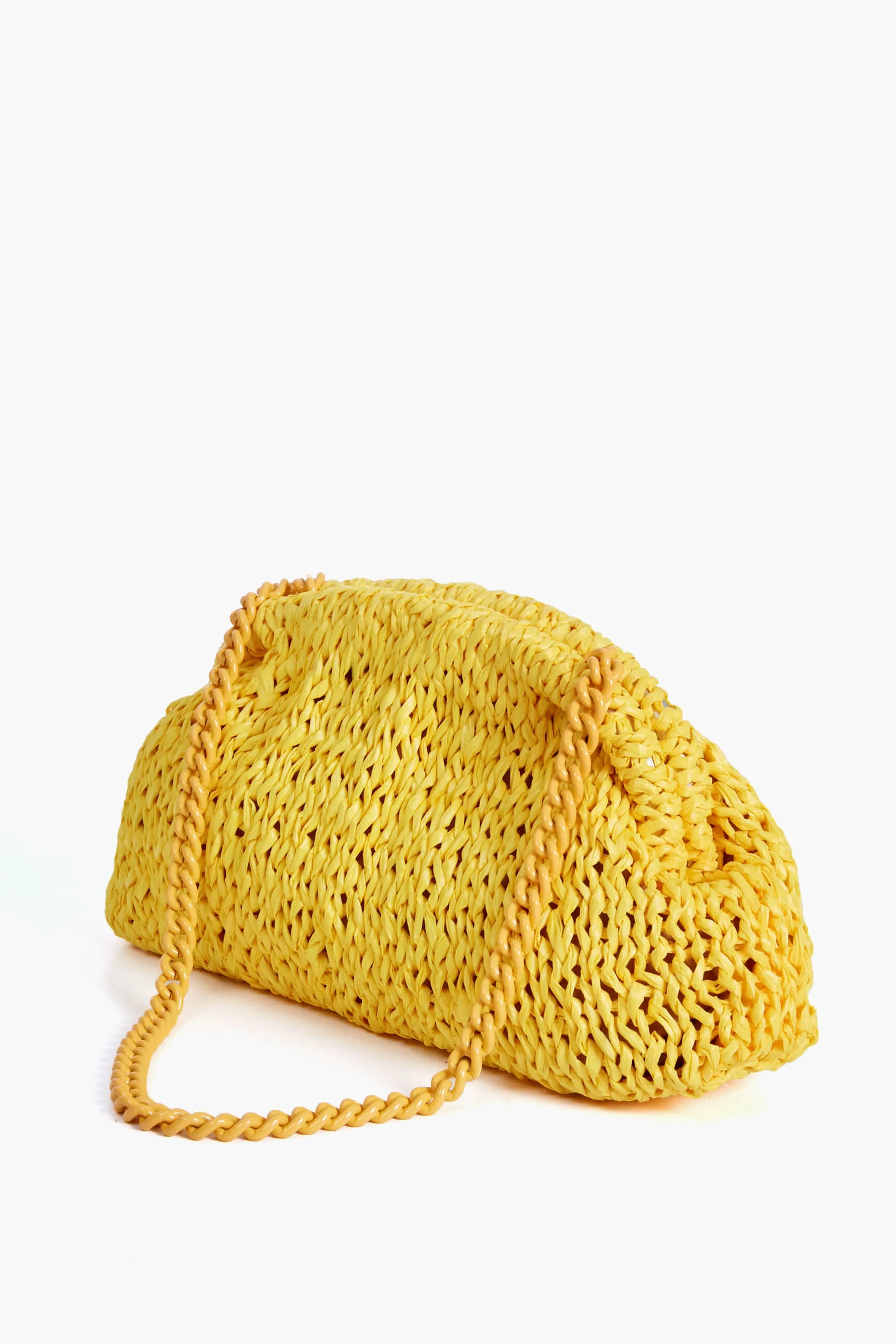 Yellow Raffia Game Clutch