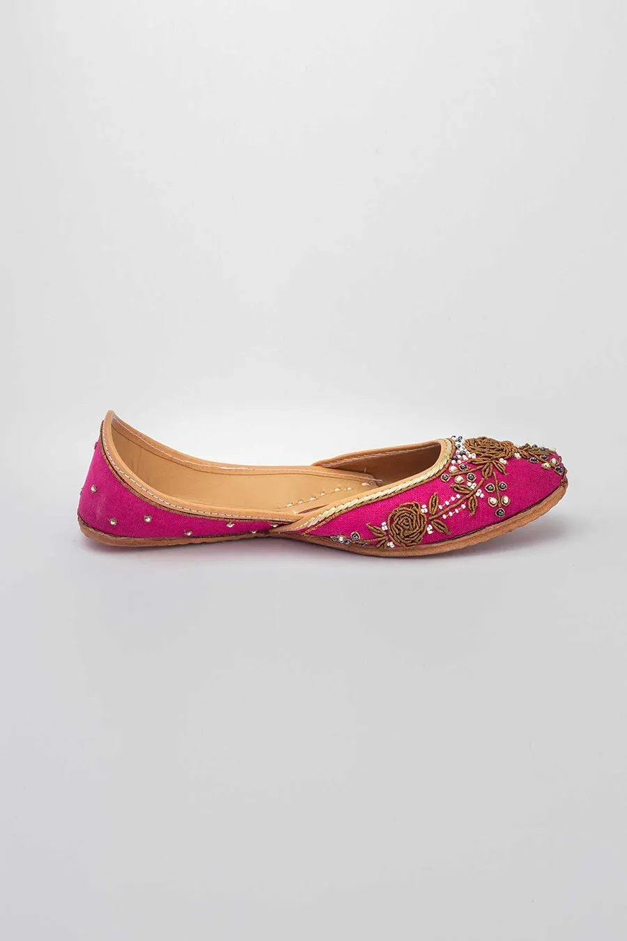 Zardozi Embroidered Rani Pink Jutti